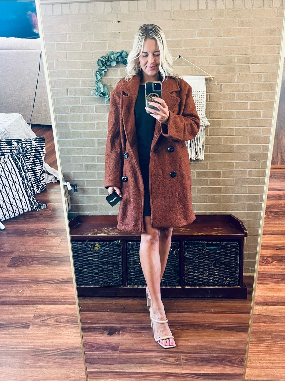 Steve Madden Double-Breasted Pea Coat - Brown